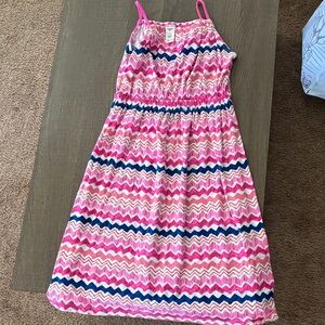 OshKosh B'gosh Pink Chevron Sundress with Navy Stripes